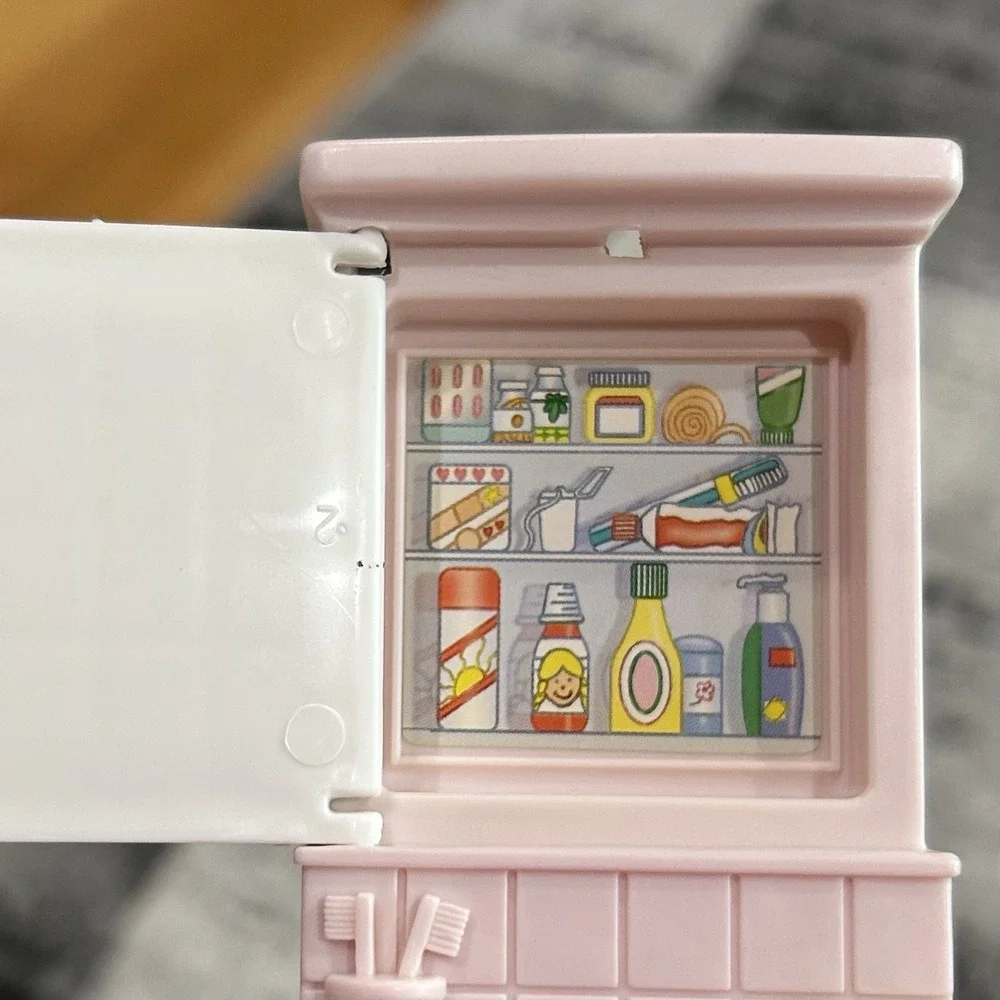 Dollhouse Pink Bathroom Sink Mirror Vanity 1999 Fisher Price Loving‎ Family